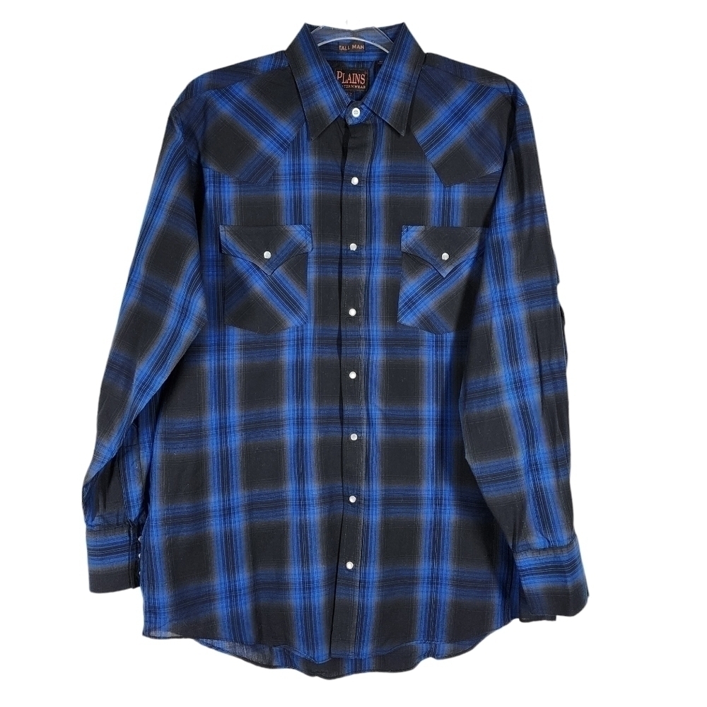 PLAINS WESTERN WEAR PLAID PEARL SNAP SHIRT